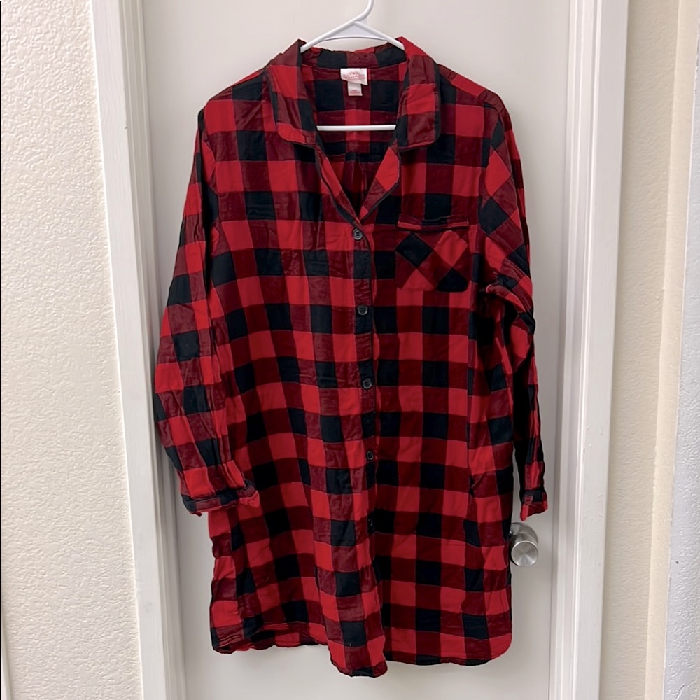 Wondershop Target Buffalo Plaid Button-Up Collared Nightgown